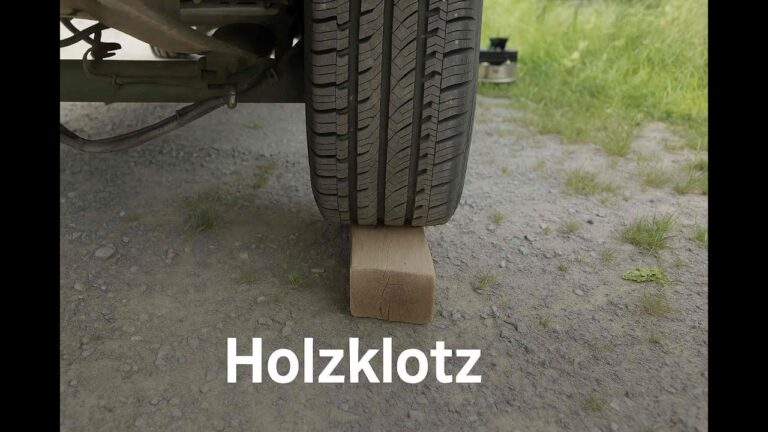 Der Holzklotz unter dem Rad